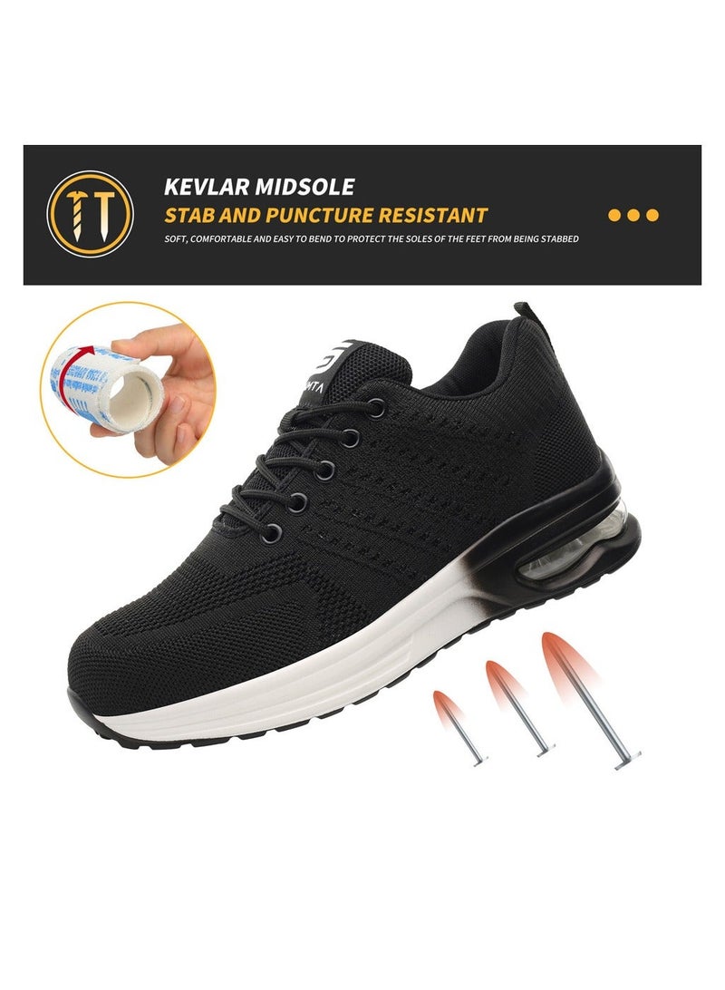 SLIMTA Men Women Safety Shoes Non-Slip Steel Toe Cap Trainers Mesh Breathable Lightweight Comfortable Puncture Proof Industrial Shoes - Image 3